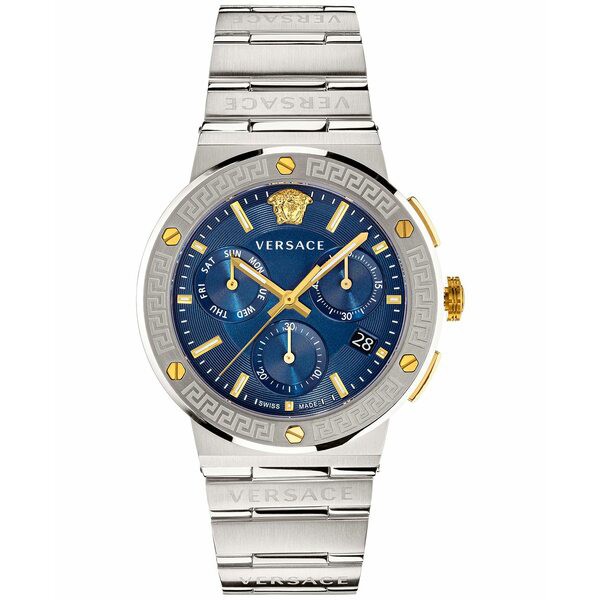 ヴェルサーチ メンズ 腕時計 アクセサリー Men's Greca Swiss Chronograph Stainless Steel Bracelet Watch 43mm Stainless Steel