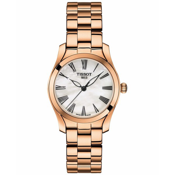 ティソット レディース 腕時計 アクセサリー Women's Swiss T-Wave Rose Gold 5N Stainless Steel Bracelet Watch 30mm Rose Gold