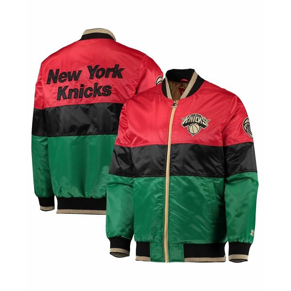 スターター メンズ ジャケット＆ブルゾン アウター Men's Red and Black and Green New York Knicks Black History Month NBA 75th Anniv