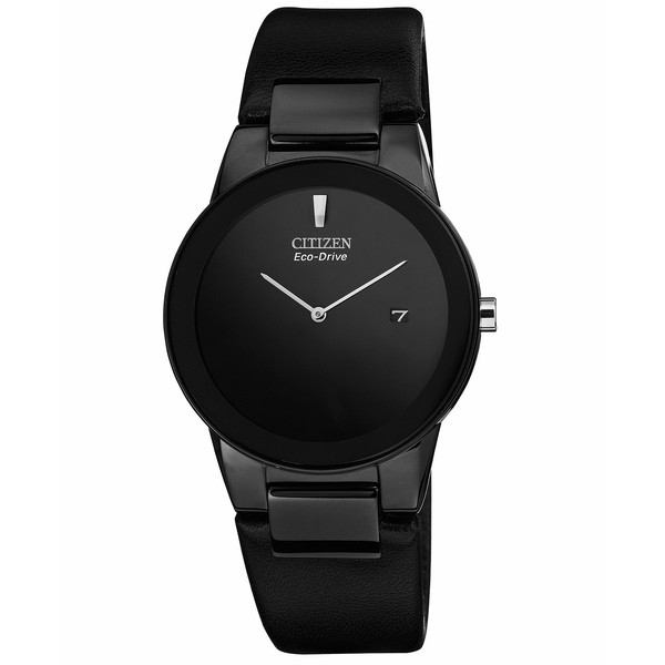 シチズン メンズ 腕時計 アクセサリー Men's Eco-Drive Axiom Black Leather Strap Watch 40mm AU1065-07E No Color