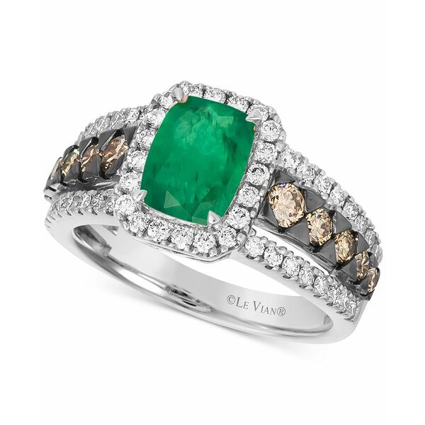 ルヴァン レディース リング アクセサリー New Emerald (1-1/5 ct. t.w.) & Diamond (1 ct. t.w.) Statement Ring in 14k White Gold Eme