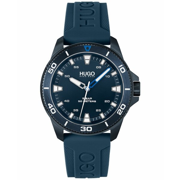 フューゴ メンズ 腕時計 アクセサリー Men's Streetdiver Blue Silicone Strap Watch 44mm Blue