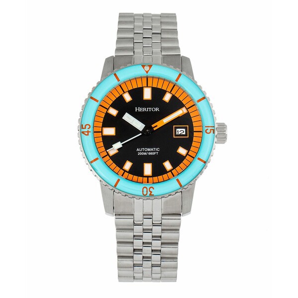 ヘリトール レディース 腕時計 アクセサリー Women's Automatic Edgard Silver-tone Stainless Steel Bracelet Watch, 45mm Light Blue,