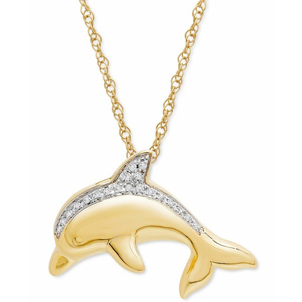 ラップド レディース ネックレス・チョーカー・ペンダントトップ アクセサリー Diamond Dolphin 18" Pendant Necklace (1/20 ct. t.w.)