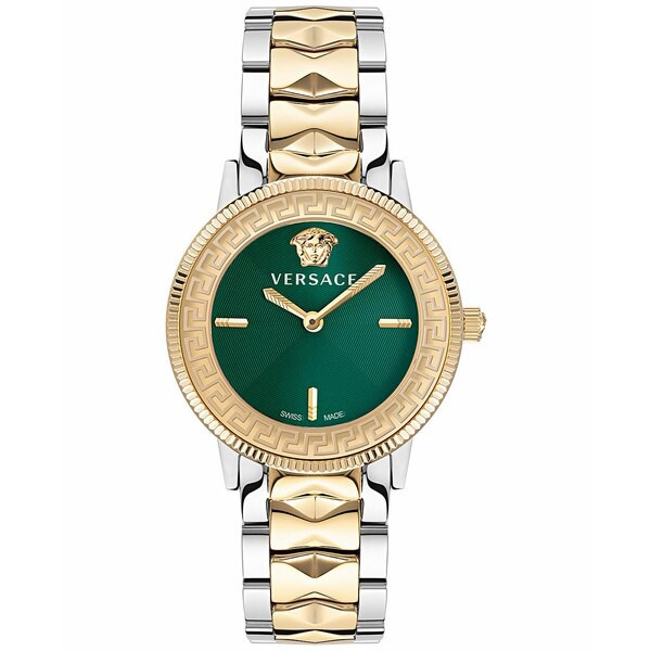 ヴェルサーチ レディース 腕時計 アクセサリー Women's Swiss V-Tribute Two Tone Studded Stainless Steel Bracelet Watch 36mm Two Ton