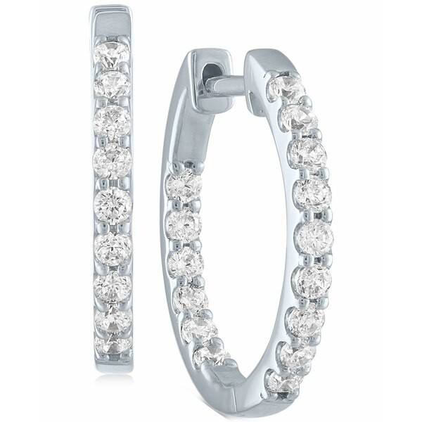 フォーエバー グロウン ダイヤモンズ レディース ピアス＆イヤリング アクセサリー Lab-Created Diamond In & Out Hoop Earrings (3/4 c