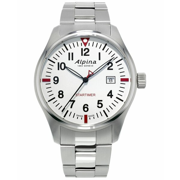 アルピン メンズ 腕時計 アクセサリー Men's Swiss Startimer Pilot Stainless Steel Bracelet Watch 42mm Stainless Steel