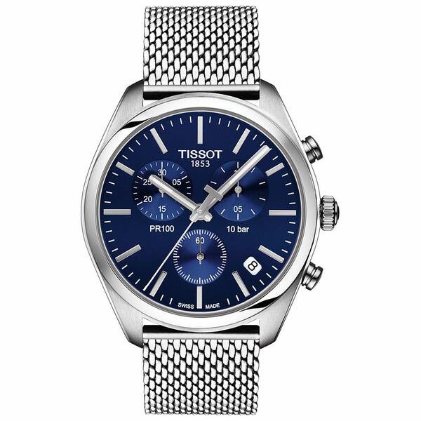 ティソット メンズ 腕時計 アクセサリー Men's Swiss Chronograph PR 100 Stainless Steel Mesh Bracelet Watch 41mm No Color