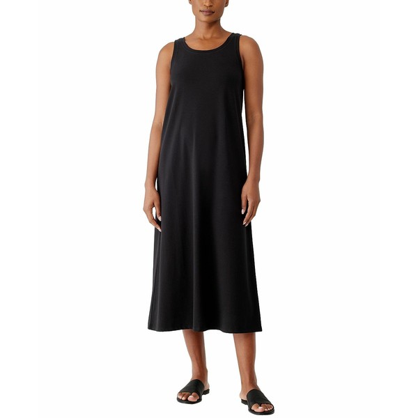 エイリーンフィッシャー レディース ワンピース トップス Petite Organic Cotton Dress Black