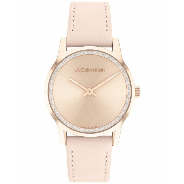 カルバンクライン レディース ワンピース トップス Women's Swiss Dressed Blush Leather Strap Watch 32mm Blush