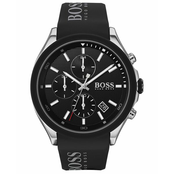 ボス メンズ 腕時計 アクセサリー Men's Chronograph Velocity Black Silicone Strap Watch 45mm Black