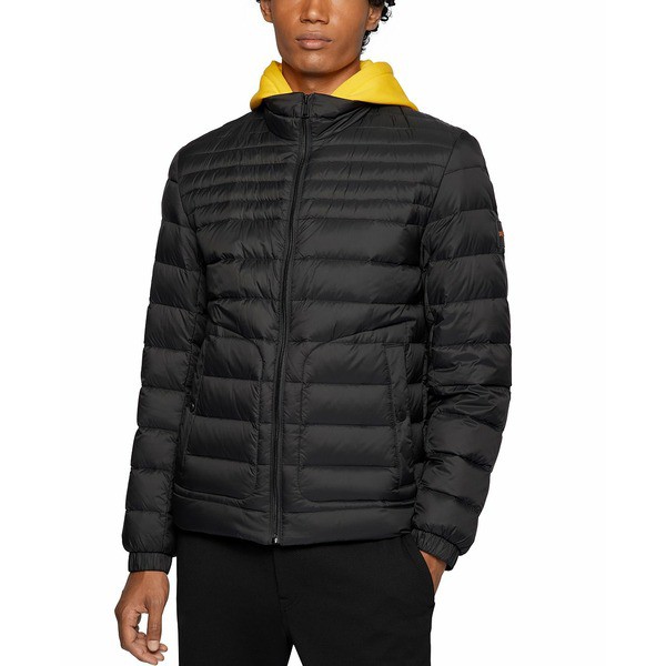 ヒューゴボス メンズ ジャケット＆ブルゾン アウター BOSS Men's Silicone-Logo Down Jacket Black