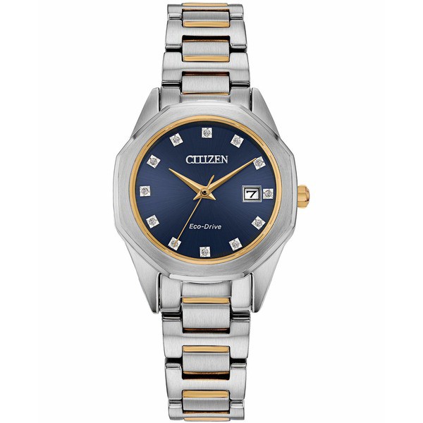 シチズン レディース 腕時計 アクセサリー Eco-Drive Women's Corso Diamond-Accent Two-Tone Stainless Steel Bracelet Watch 28mm Two