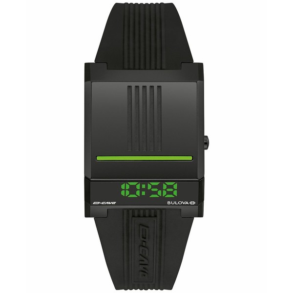 ブロバ メンズ 腕時計 アクセサリー Men's Computron D-Cave Digital Black Silicone Strap Watch 31mm Black