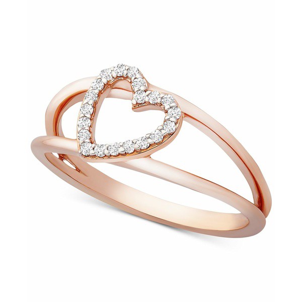 ラップド レディース リング アクセサリー Diamond Heart Ring (1/10 ct. t.w.) in 14k Rose Gold, Created for Macy's Rose Gold