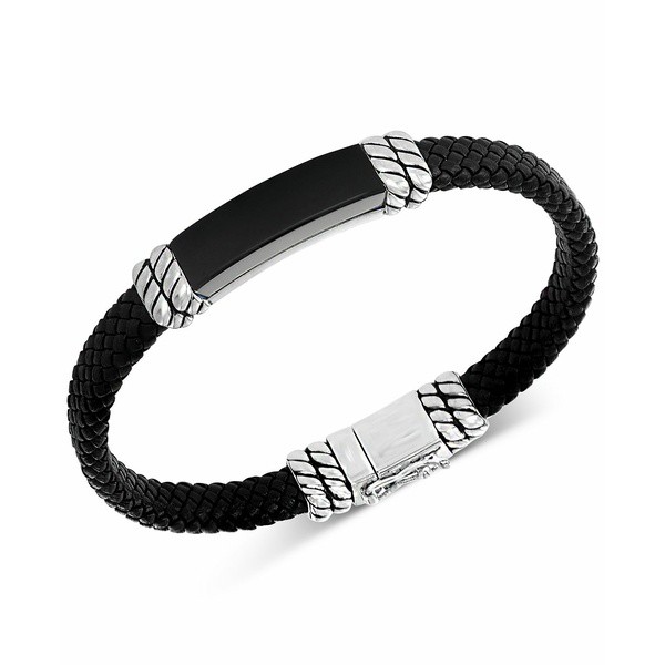 エフィー コレクション メンズ ブレスレット・バングル・アンクレット アクセサリー EFFY® Men's Onyx Leather Braided Bracelet in