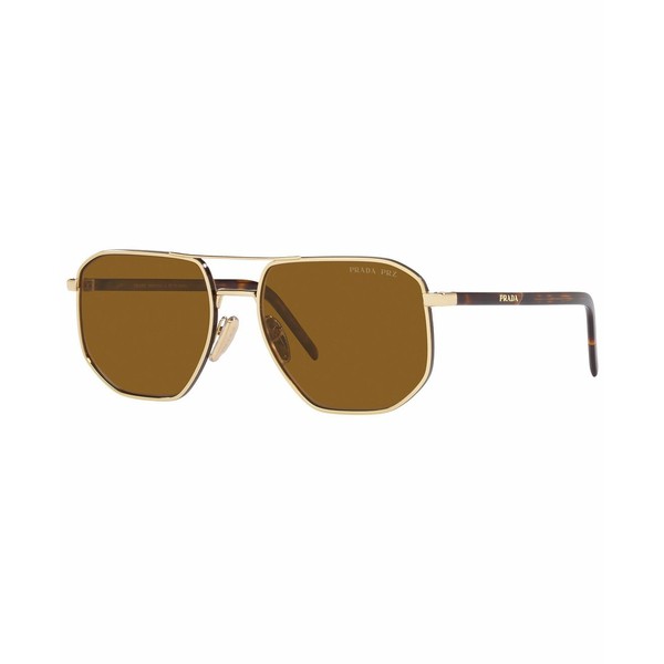 プラダ メンズ サングラス・アイウェア アクセサリー Men's Polarized Sunglasses, 57 Pale Gold-Tone