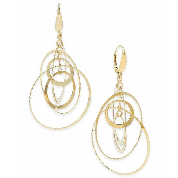 イタリアン ゴールド レディース ピアス＆イヤリング アクセサリー Multi-Circle Orbital Drop Earrings in 14k Gold Yellow Gold