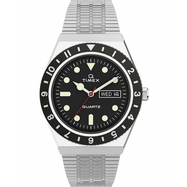 タイメックス メンズ 腕時計 アクセサリー Men's Q Diver Inspired Silver-Tone Stainless Steel Bracelet Watch 38mm Silver-Tone