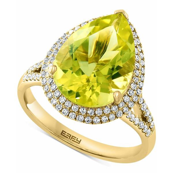 エフィー コレクション レディース リング アクセサリー EFFY® Lemon Quartz (4-7/8 ct. t.w.) & Diamond (3/8 ct. t.w.) Pear Halo