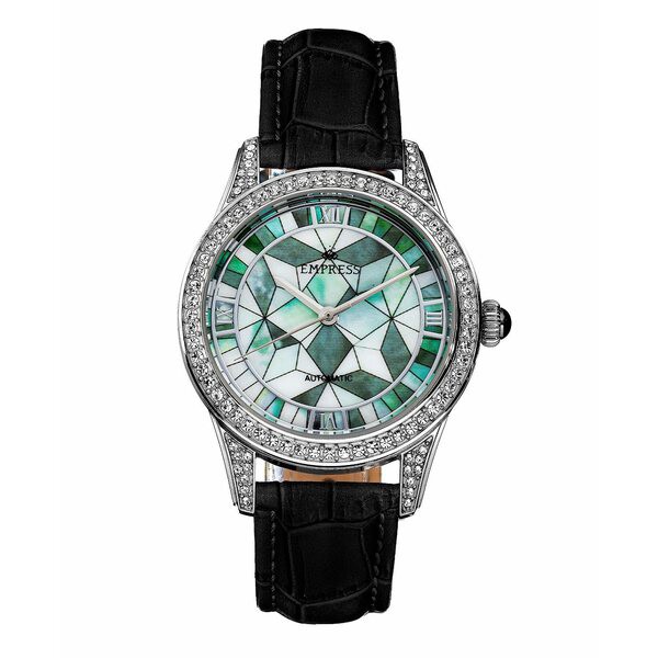 エンプレス レディース 腕時計 アクセサリー Women's Augusta Automatic Mosaic Black or Blue or Green or Gray Leather-Band Watch, 38