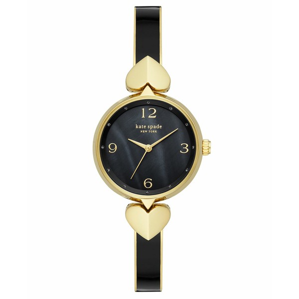 ケイト スペード レディース 腕時計 アクセサリー Women's Hollis Gold-Tone Stainless Steel & Black Enamel Bangle Bracelet Watch 30m