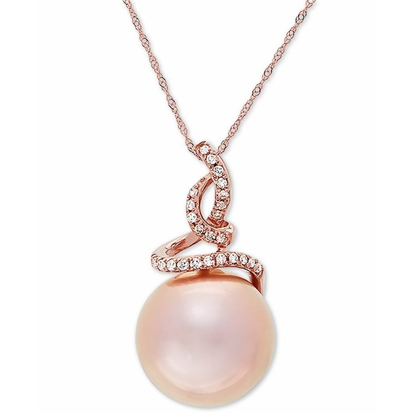 ホノラ レディース ネックレス・チョーカー・ペンダントトップ アクセサリー Pink Cultured Ming Pearl (13mm) & Diamond (1/8 ct. t.w.)