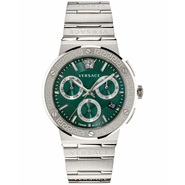 ヴェルサーチ メンズ 腕時計 アクセサリー Men's Greca Swiss Chronograph Stainless Steel Bracelet Watch 43mm Stainless Steel