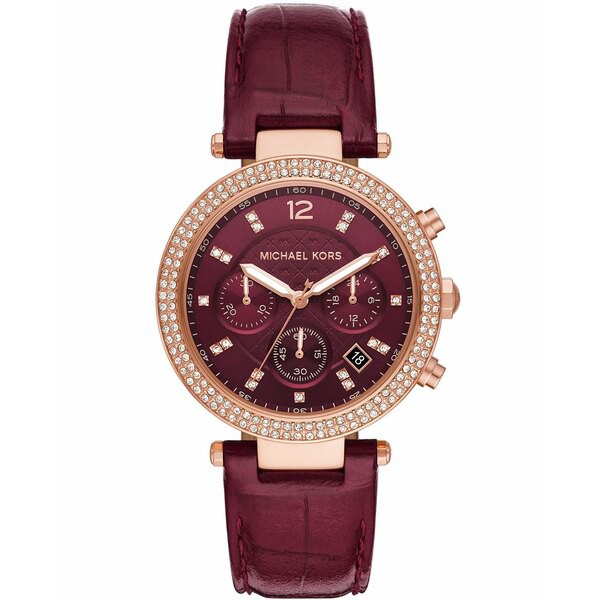 マイケルコース レディース 腕時計 アクセサリー Women's Parker Chronograph Dark Berry Leather Strap Watch 39mm Berry