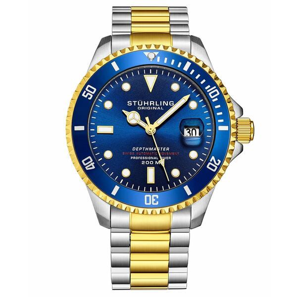 スターリング メンズ 腕時計 アクセサリー Men's Swiss Automatic Silver-Tone Stainless Steel Bracelet Watch 42mm Blue