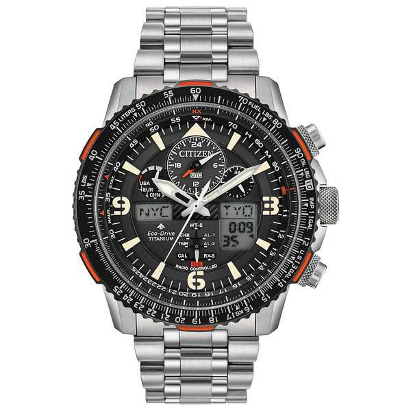 シチズン メンズ 腕時計 アクセサリー Eco-Drive Men's Analog-Digital Promaster Skyhawk A-T Titanium Bracelet Watch 45mm Stainless