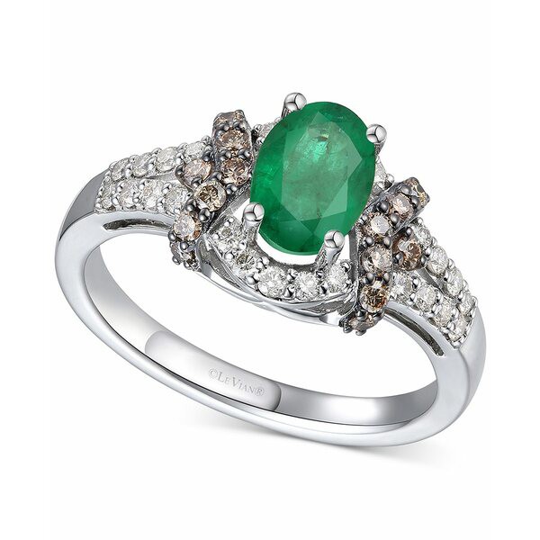 ルヴァン レディース ピアス＆イヤリング アクセサリー Emerald (5/8 ct. t.w.) & Diamond (1/2 ct. t.w.) Ring in 14k White Gold Emera