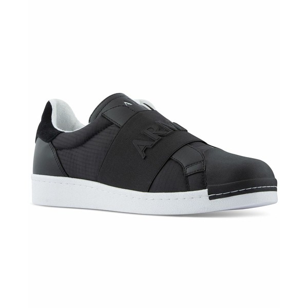 アルマーニ メンズ スニーカー シューズ Men's Logo Strap Fashion Sneaker Black