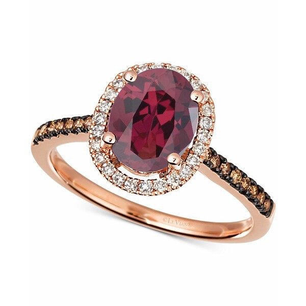 ルヴァン レディース リング アクセサリー Raspberry Rhodolite (2-1/5 ct. t.w.) & Diamond (1/4 ct. t.w.) Ring in 14k Gold (Also in