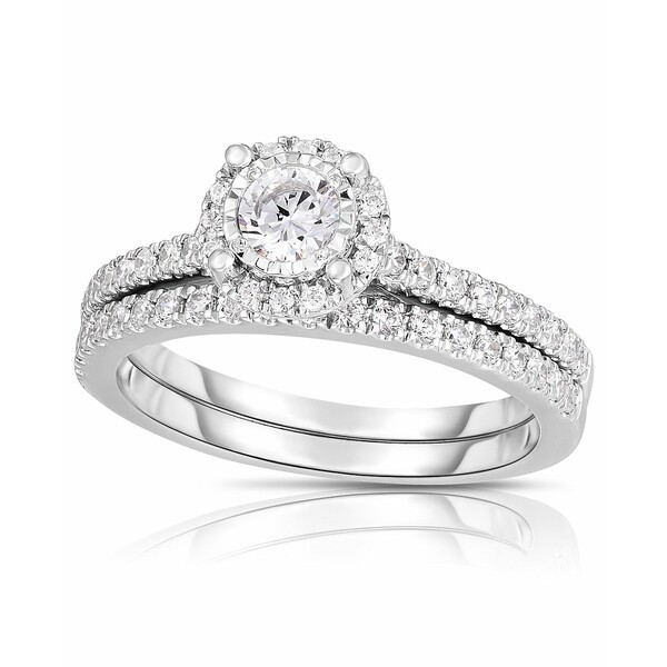 トゥルーミラクル レディース リング アクセサリー Diamond Micro-Pave' Halo Bridal Set (1/2 ct. t.w.) in 14k White Gold White Gold