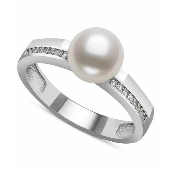 ベル ドゥ メール レディース リング アクセサリー Cultured Freshwater Button Pearl (7mm) & Lab-Created White Sapphire (1/6 ct. t.w