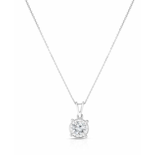 トゥルーミラクル レディース ネックレス・チョーカー・ペンダントトップ アクセサリー Diamond Round Solitaire Plus 18" Pendant Neckl