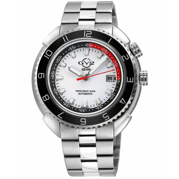 ジェビル メンズ 腕時計 アクセサリー GV2 Men's Squalo Silver-Tone Stainless Steel Swiss Automatic Bracelet Watch 46 mm Silver-Ton