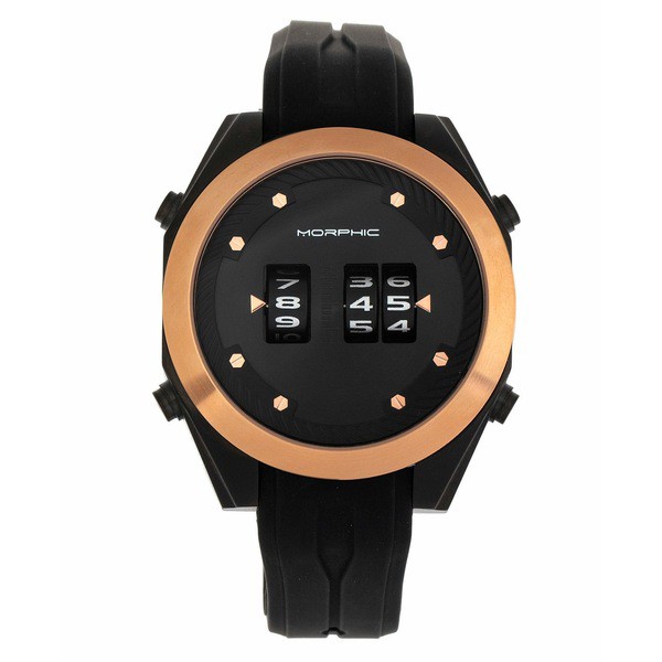 モルフィック レディース 腕時計 アクセサリー Women's M76 Series Drum-Roll Black Silicone Strap Watch, 46mm Black, Rose Gold-Tone