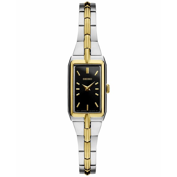 セイコー レディース 腕時計 アクセサリー Women's Essential Two Tone Stainless Steel Bracelet Watch 15mm Black