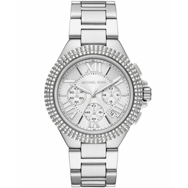 マイケルコース レディース 腕時計 アクセサリー Women's Camille Silver-Tone Stainless Steel Bracelet Watch, 43mm Silver-Tone