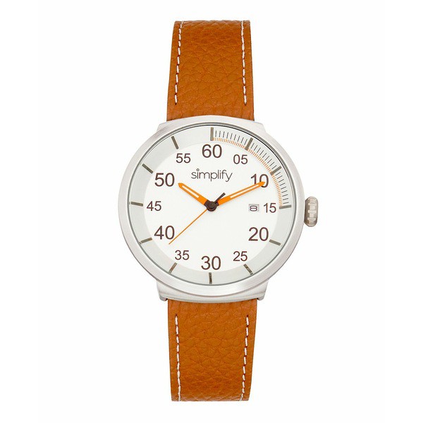 シンプリファイ レディース 腕時計 アクセサリー Women's The 7100 Black or Brown or Blue or Dark Brown Leather Band Watch, 42mm Bro