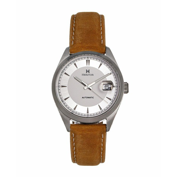 ヘリトール レディース 腕時計 アクセサリー Women's Automatic Ashton Beige or Black or Brown or Tan Genuine Leather Band Watch, 43