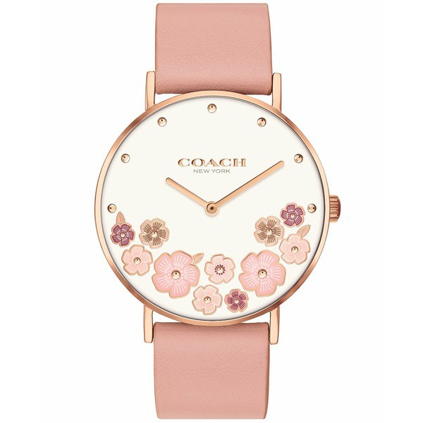 コーチ レディース 腕時計 アクセサリー Women’s Perry Blush Leather Strap Tea Rose Watch 36mm Blush