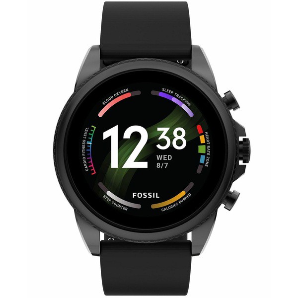 フォッシル メンズ 腕時計 アクセサリー Men's Gen 6 Black Silicone Strap Smartwatch 44mm Black