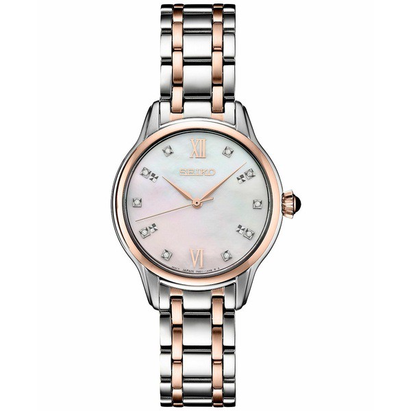 セイコー レディース 腕時計 アクセサリー Women's Diamond (1/10 ct. t.w.) Two-Tone Stainless Steel Bracelet Watch 30mm White