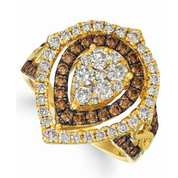 ルヴァン レディース リング アクセサリー Chocolate & Nude Diamond Cluster Halo Ring (1-9/10 ct. t.w.) in 14k Rose, Yellow or Whit