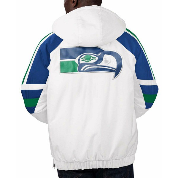 Men's Seattle Seahawks Starter White/Royal Thursday Night Lights Half-Snap Hoodie  Jacket