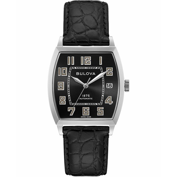 ブロバ メンズ 腕時計 アクセサリー LIMITED EDITION Men's Swiss Automatic Joseph Bulova Black Leather Strap Watch 33x33.5mm Black