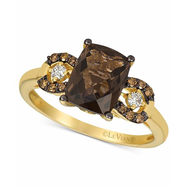 ルヴァン レディース リング アクセサリー Gemstone & Diamond Ring in 14k Rose Gold or 14k Yellow Gold Chocolate Quartz